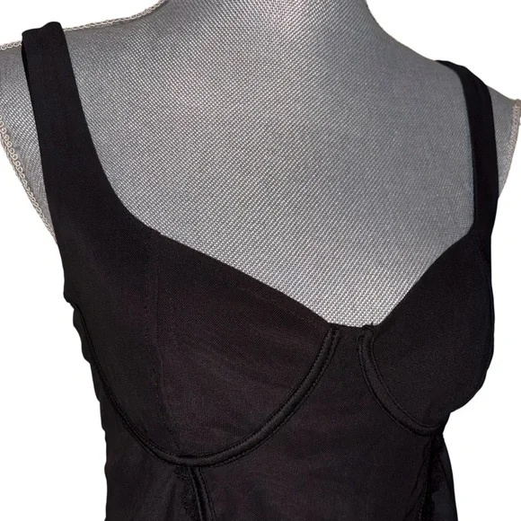No Boundaries Black Corset-Style Tank Top with Lace Trim - Picture 3 of 11